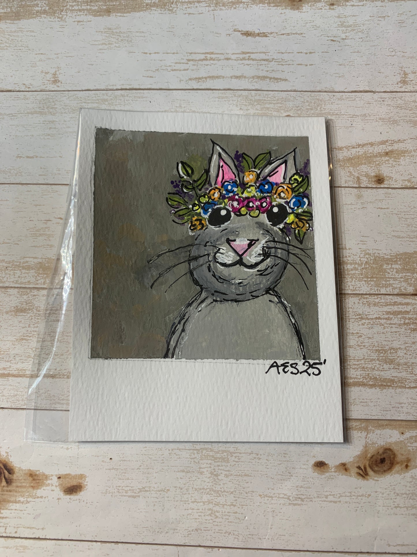 Rabbit with flowers painting