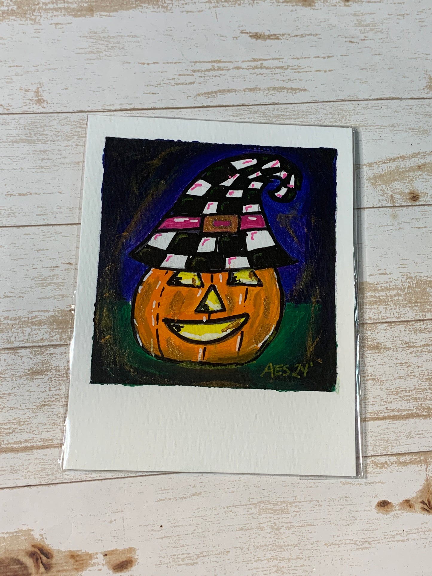 Pumpkin with a funky hat painting