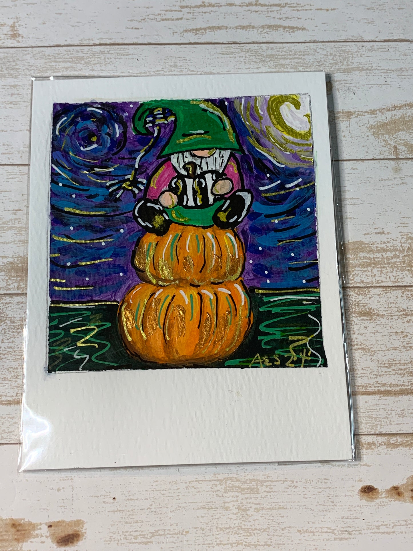 Hand painted gnome on pumpkins