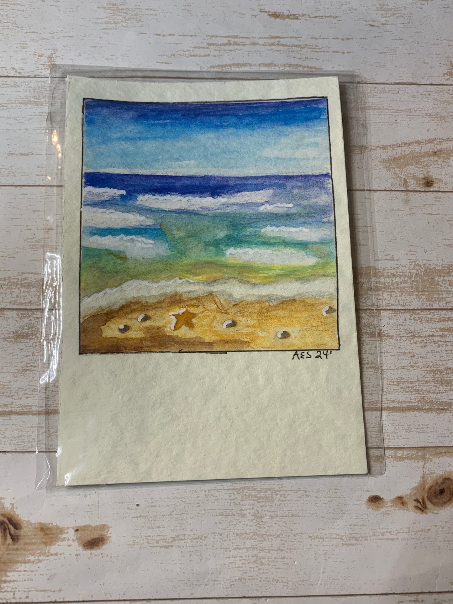 Polaroid style ocean painting