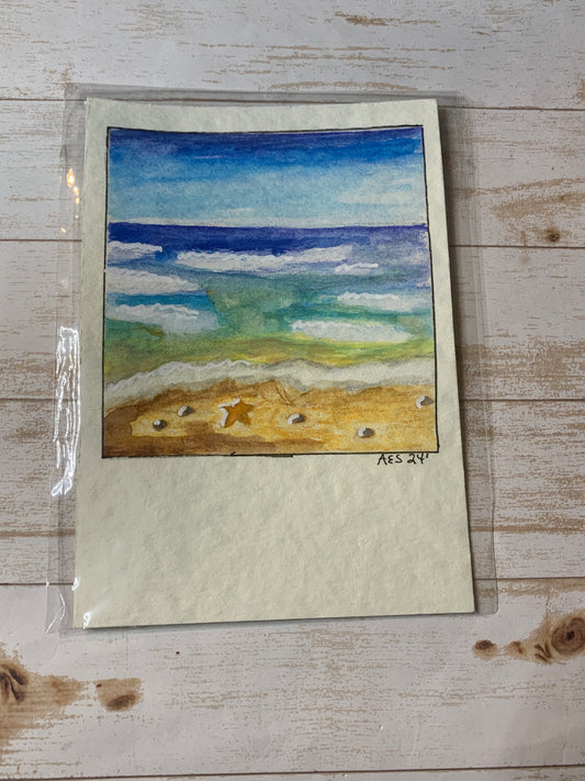 Polaroid style ocean painting